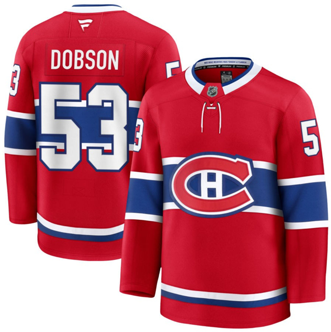 Men's Montreal Canadiens #53 Noah Dobson Red 2024-25 Stitched Jersey